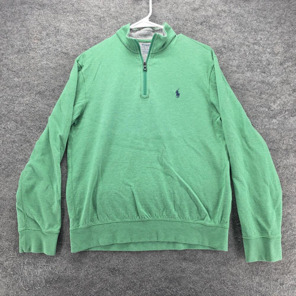 Polo Ralph Lauren Sweatshirt Mens S Green Pullover 1/4 Zip Tagless Fleece